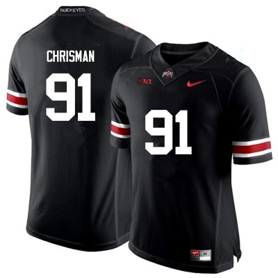 Men's Ohio State Buckeyes #91 Drue Chrisman Black Nike NCAA College Football Jersey December TAX3344UU